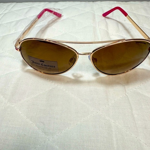 Juicy Couture Womens Aviator Sunglasses Gold Tone Metal Stylish Mirror Heart New - Picture 5 of 9